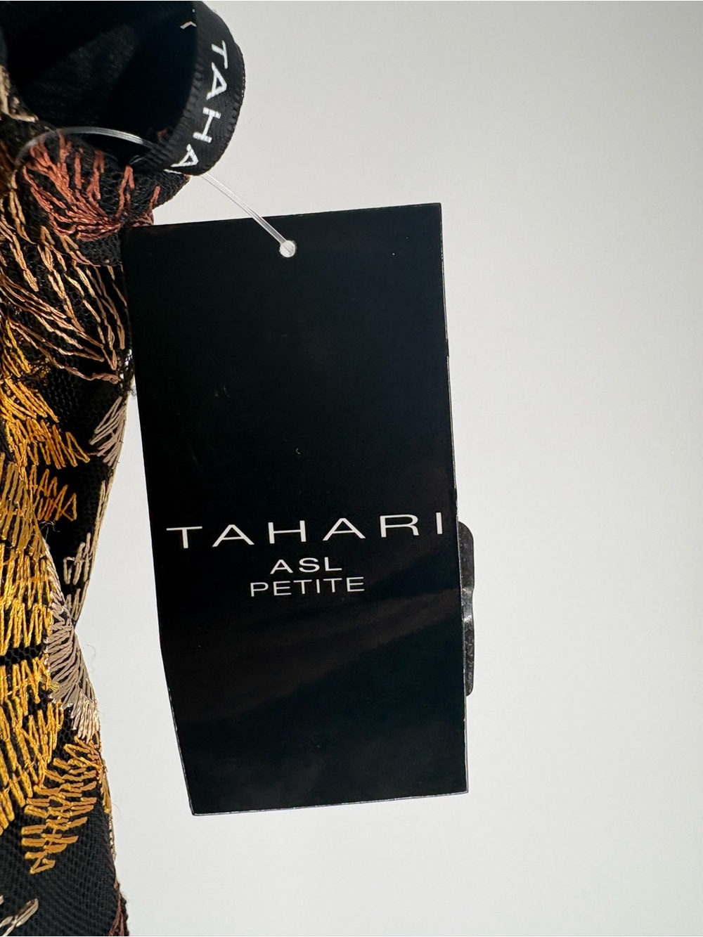New TAHARI ASL PETITE Black Floral Midi Dress with Tie Waist SIZE 10P - Picture 4 of 5